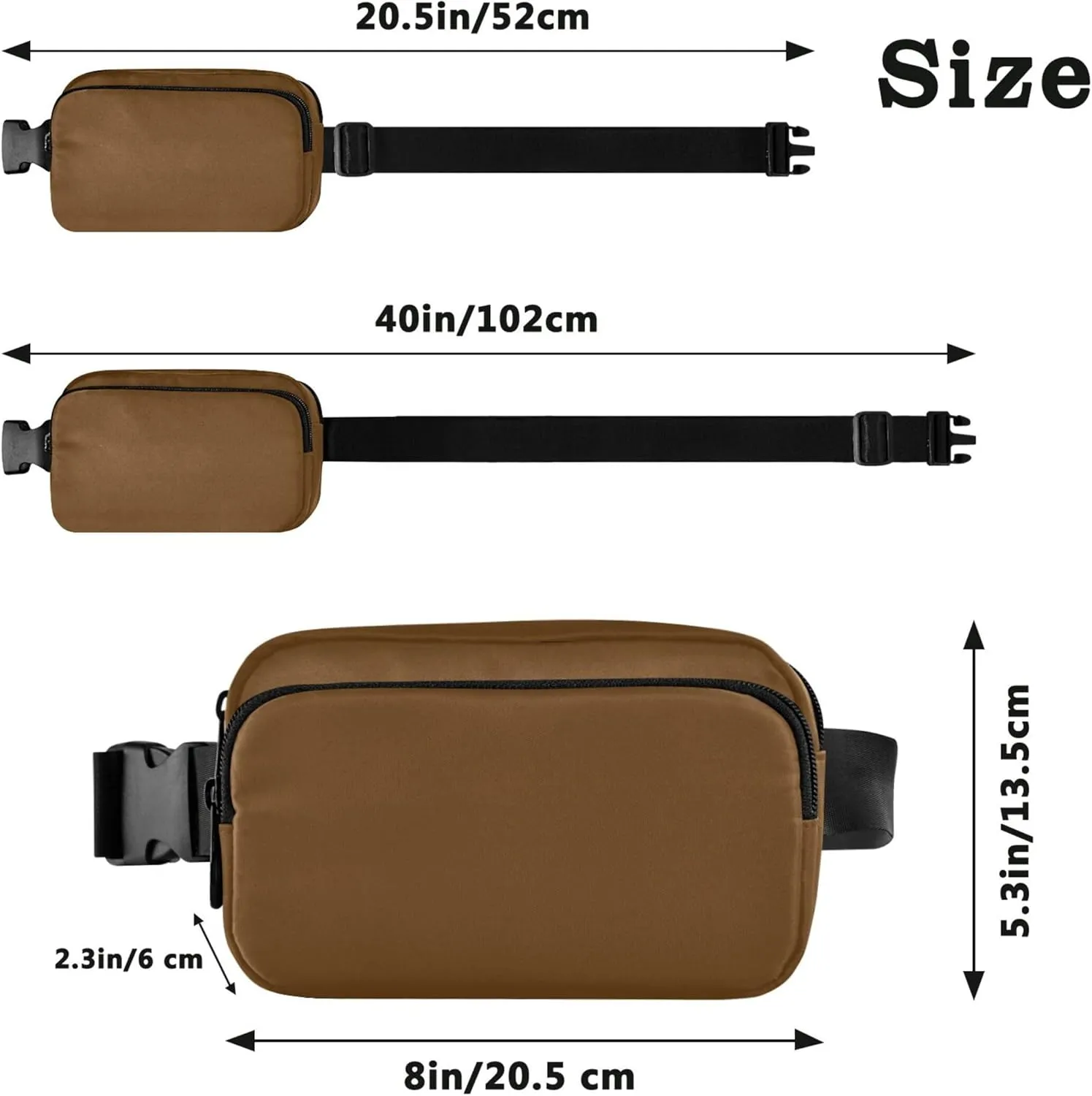 Sepia Brown Women Fanny Packs Waterproof Belt Bags Hip Pack Cute Crossbody Waist Bag