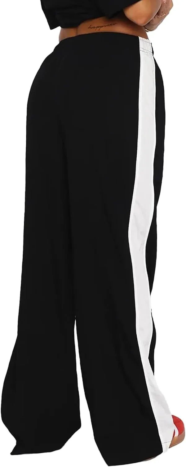 SOFIA'S CHOICE Women's Drawstring Sweatpants Side Stripe Pants Wide Leg Track Pants with Pockets