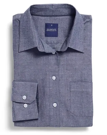 Spot Dobby Denim Womens Long Sleeve Hospitality Shirt - 1713WHL
