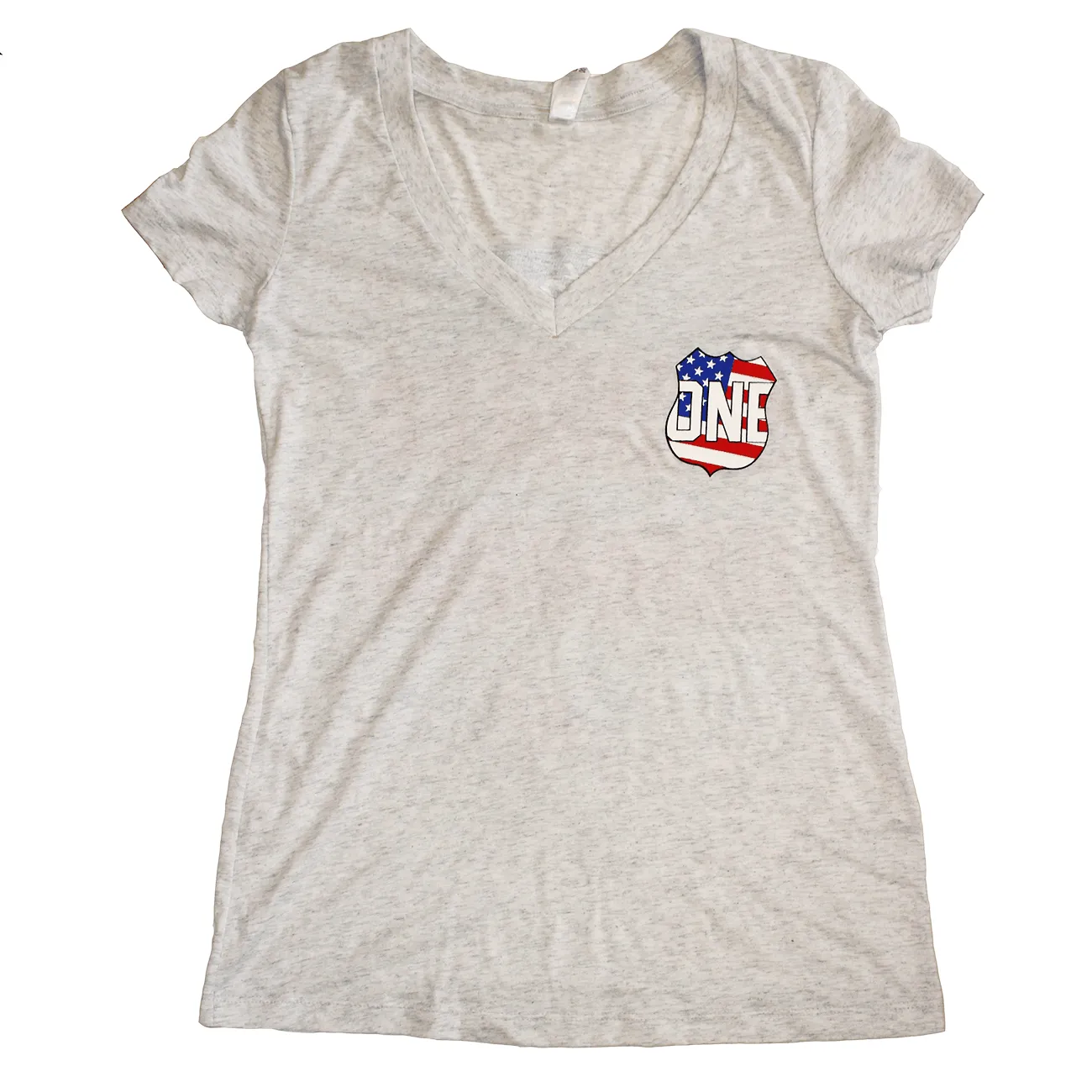 Star Spangled Hammered (Heather White) / Ladies Deep V-Neck Shirt