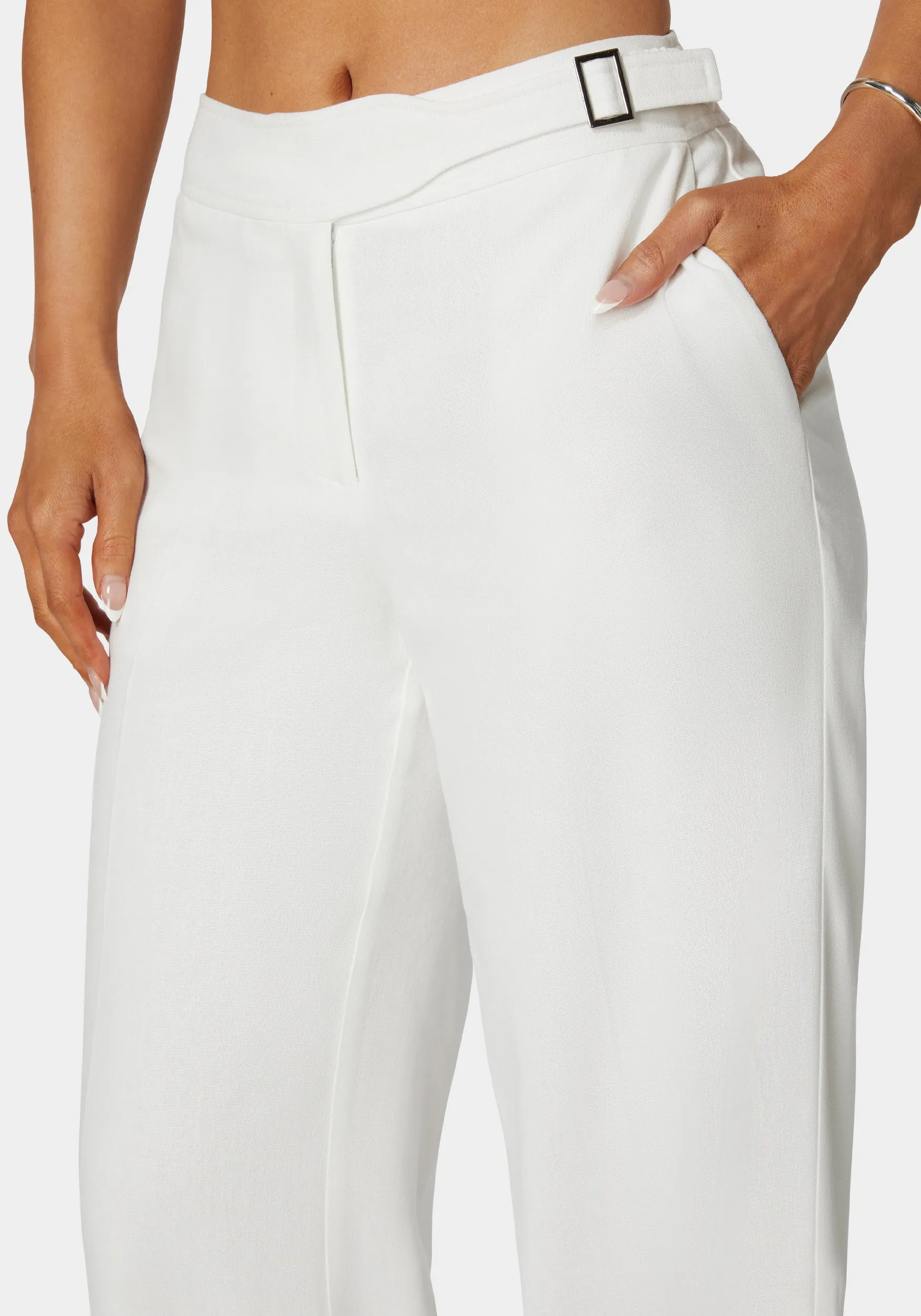 Stretch Linen Palazzo Leg Pant