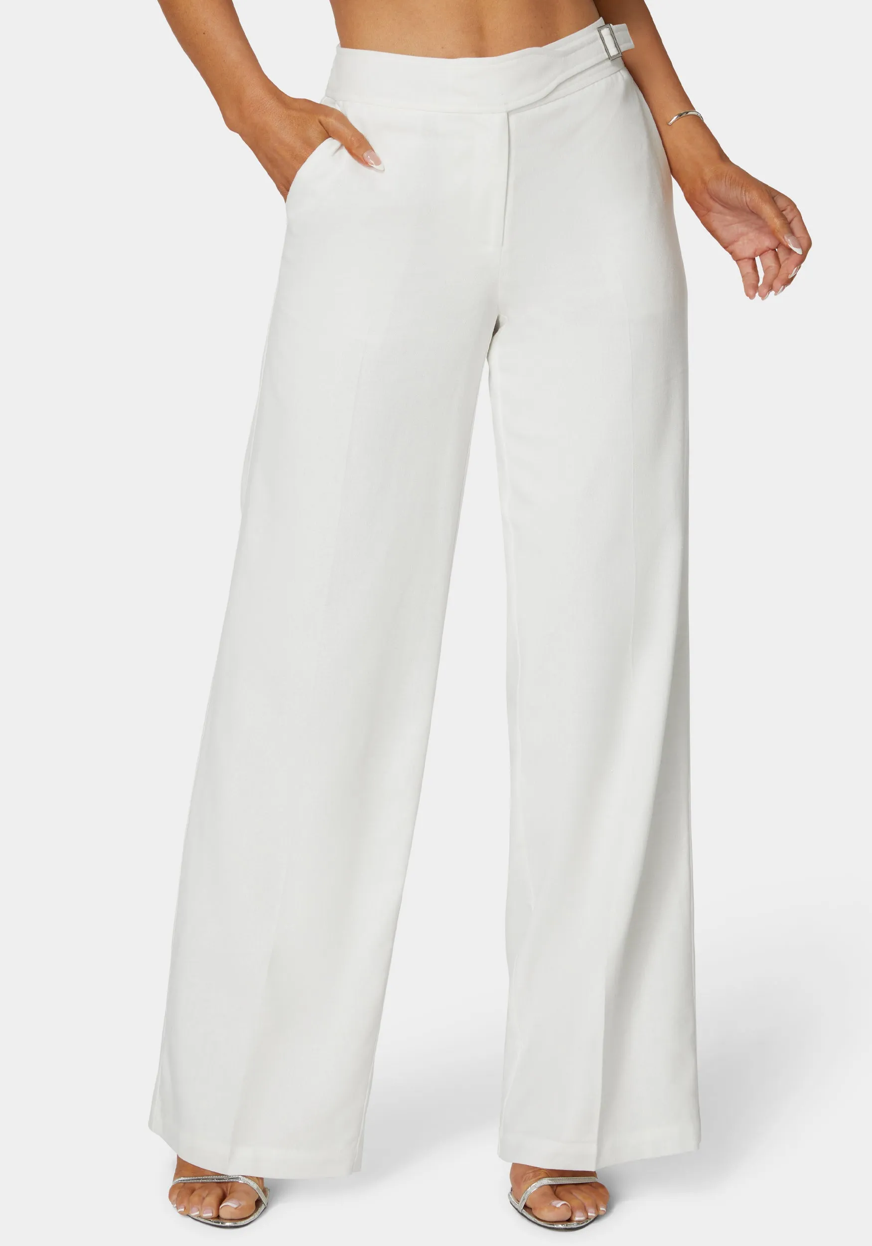 Stretch Linen Palazzo Leg Pant