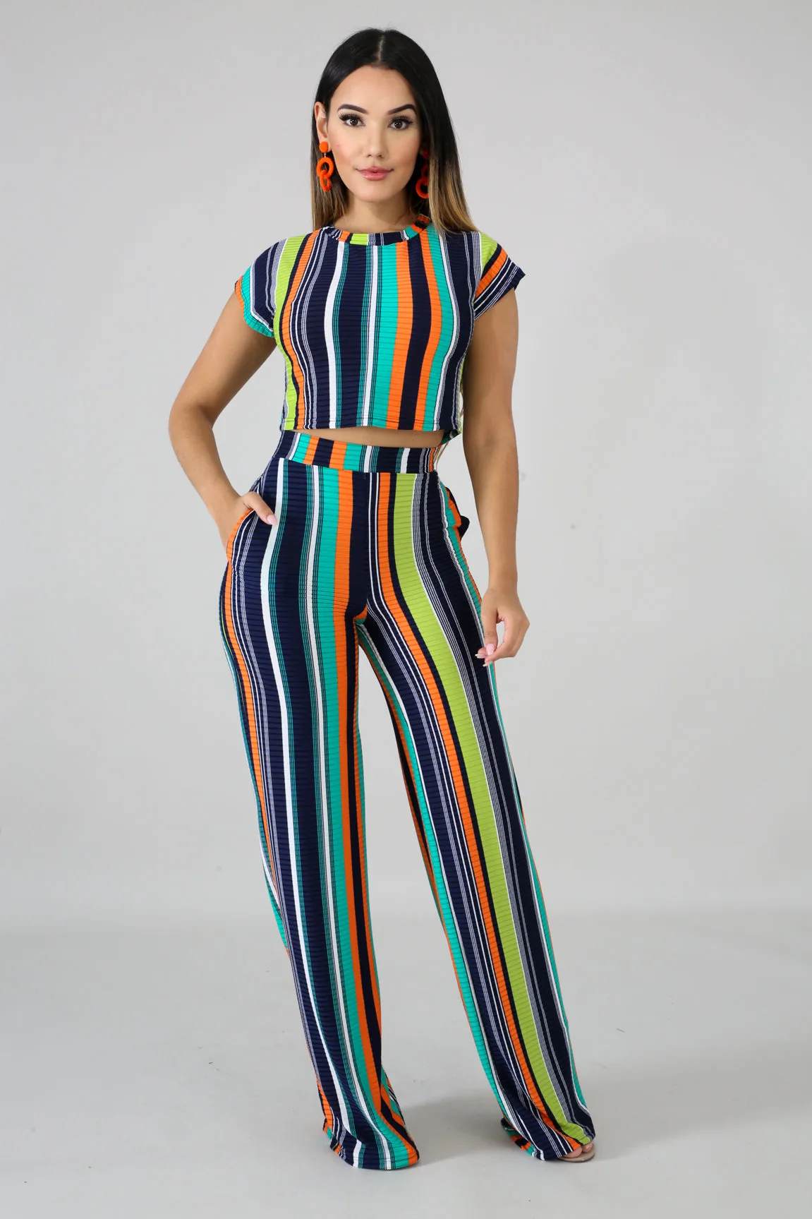 Stripe Palazzo Pants Set
