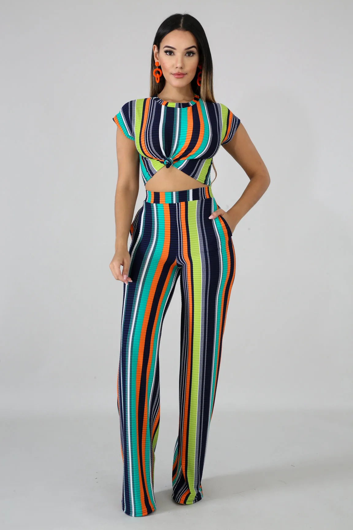 Stripe Palazzo Pants Set
