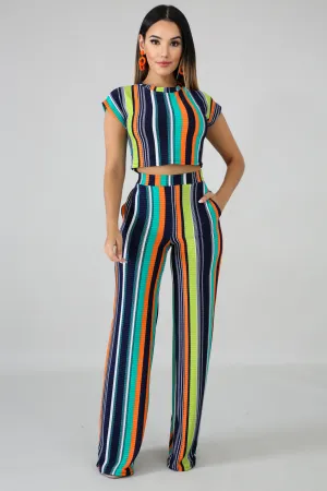 Stripe Palazzo Pants Set