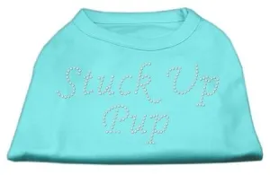 Stuck Up Pup Rhinestone Shirts Aqua L (14)