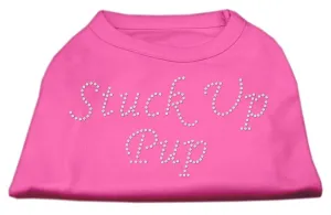 Stuck Up Pup Rhinestone Shirts Bright Pink XXL (18)