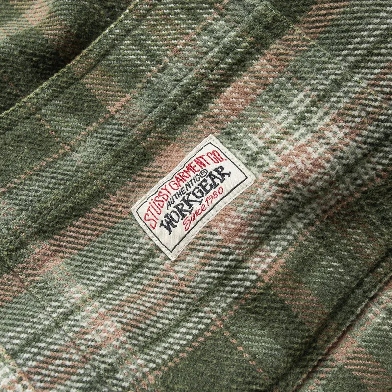 Stussy Heavy Washed Plaid Shirt - Green
