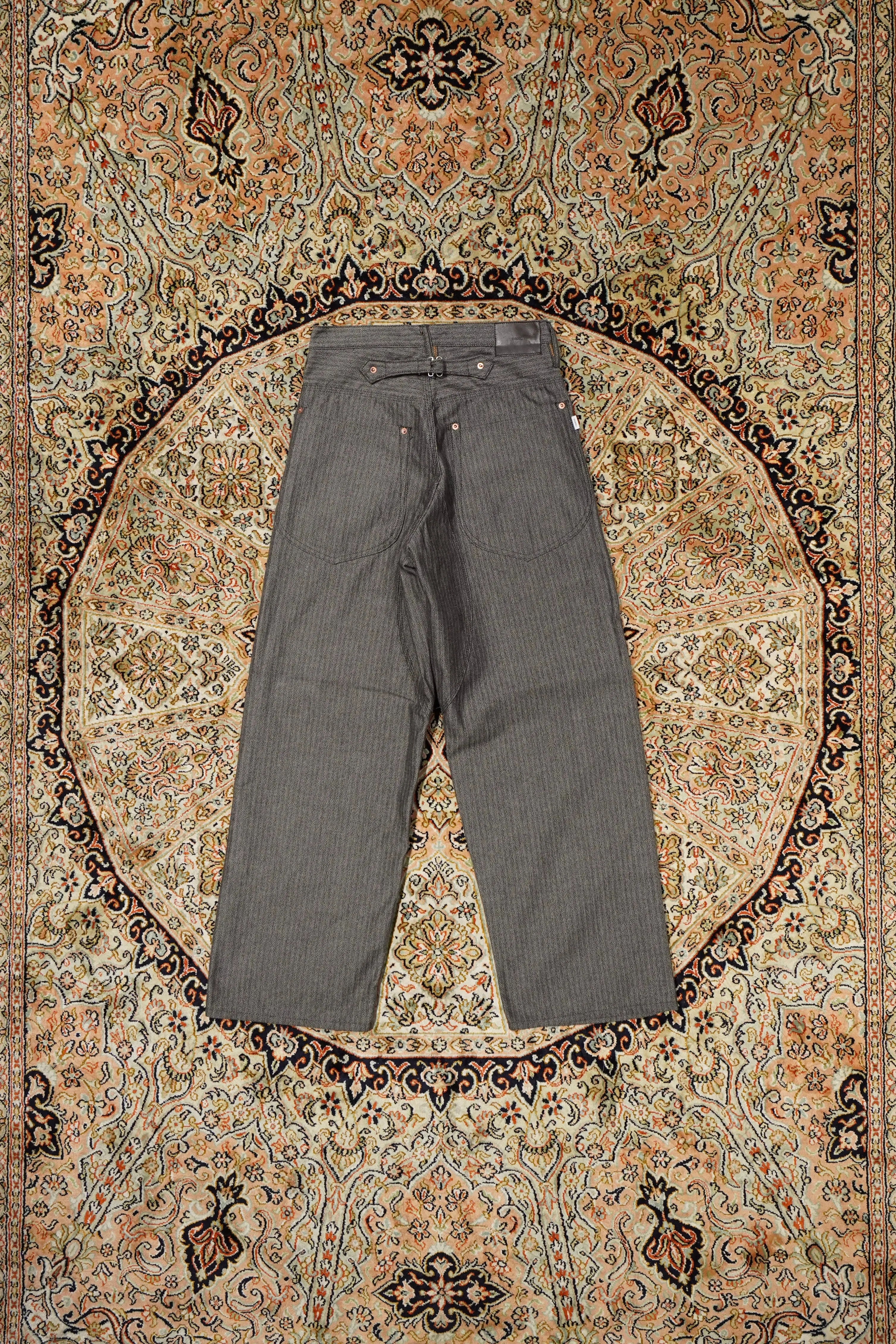 SUGARHILL HERRINGBONE DOUBLE KNEE DENIM PANTS (GRAY HERRINGBONE)
