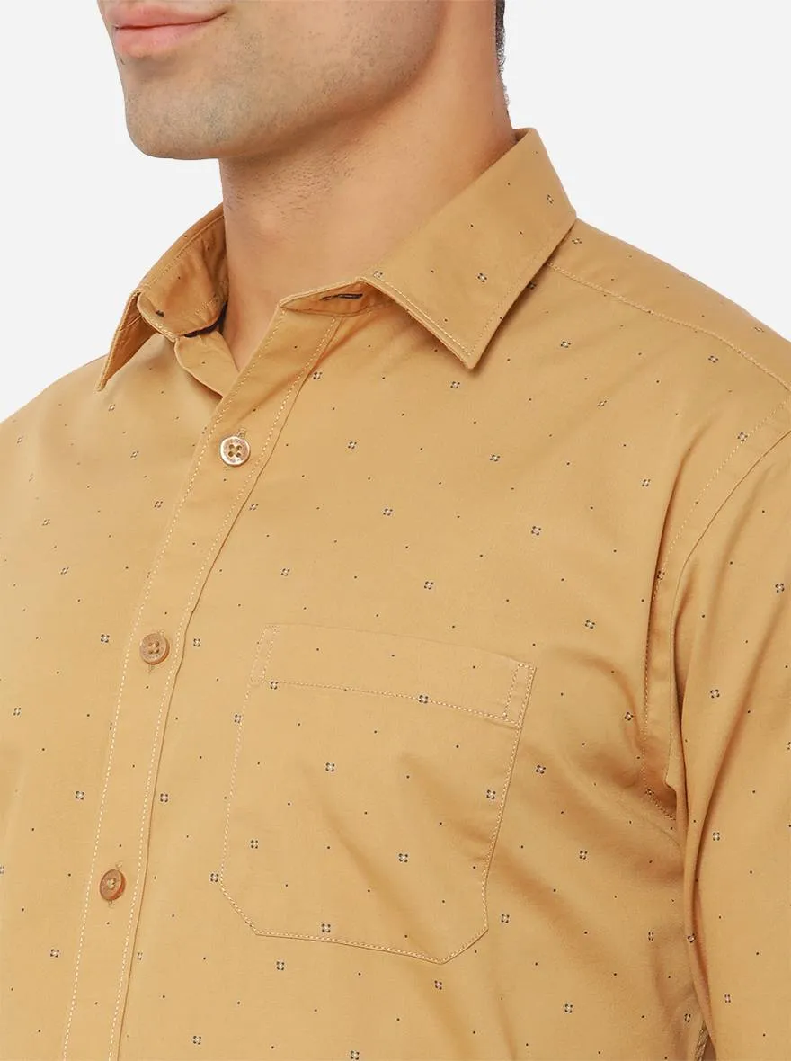 Taffy Yellow Printed Slim Fit Casual Shirt | Greenfibre