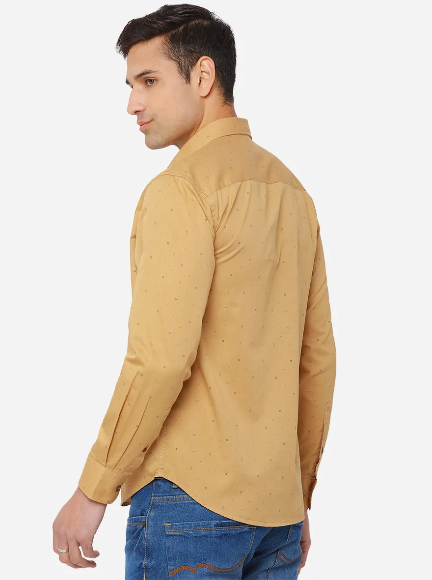 Taffy Yellow Printed Slim Fit Casual Shirt | Greenfibre