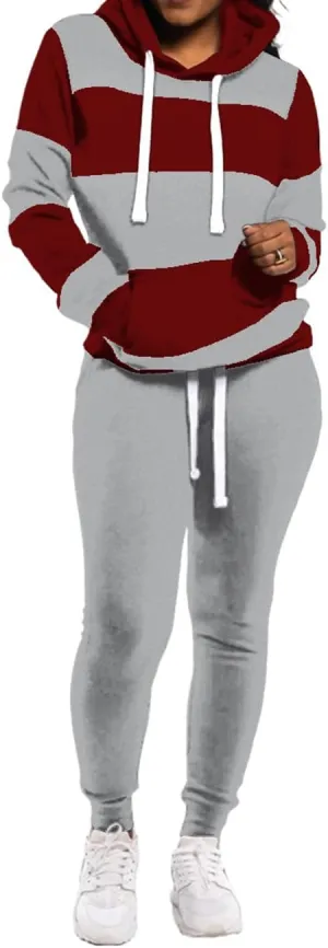 TOPONSKY Womens 2 Piece Tracksuit Long Sleeve Warm Up Outfit Patchwork Pants Set