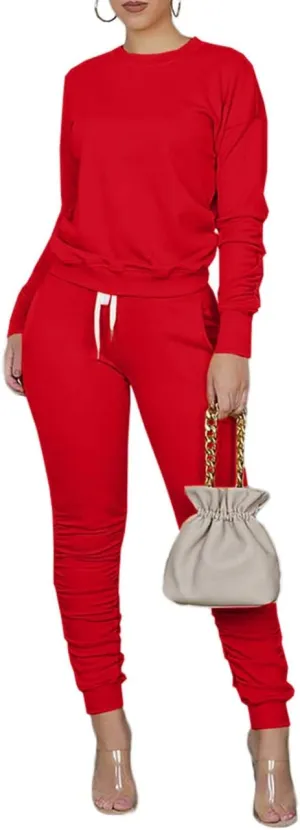 TOPONSKY Womens 2 Piece Tracksuit Long Sleeve Warm Up Outfit Patchwork Pants Set