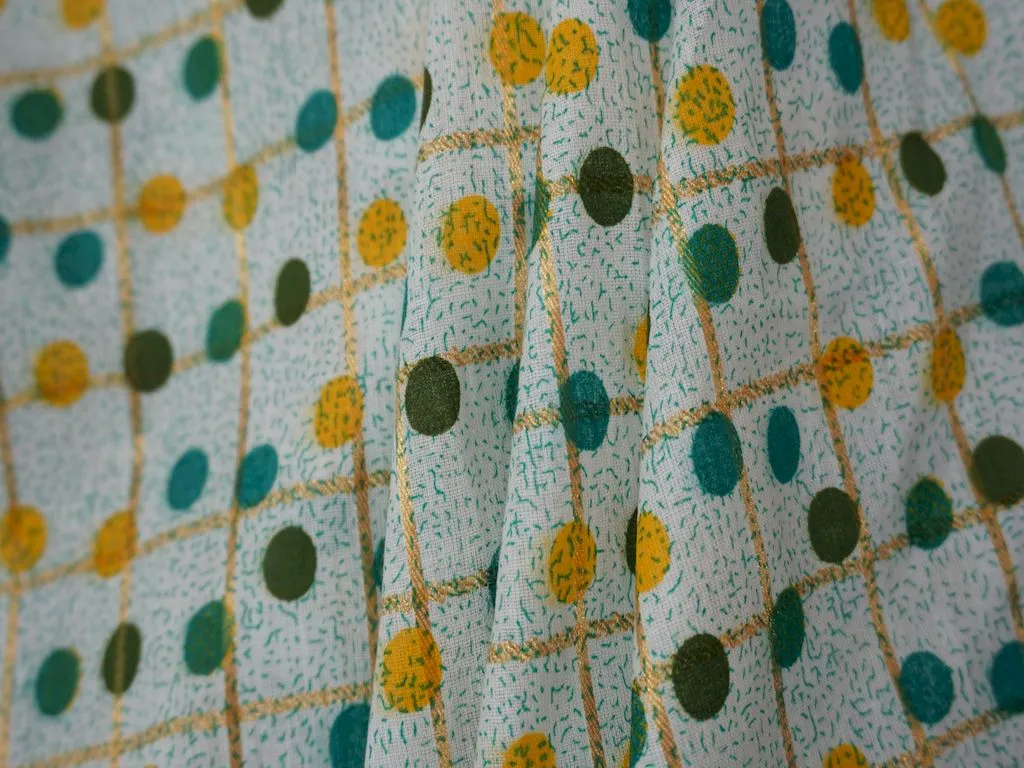 Whiite Multicolor Polka Dots Print Cotton Fabric