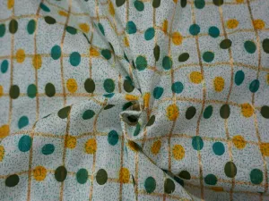 Whiite Multicolor Polka Dots Print Cotton Fabric