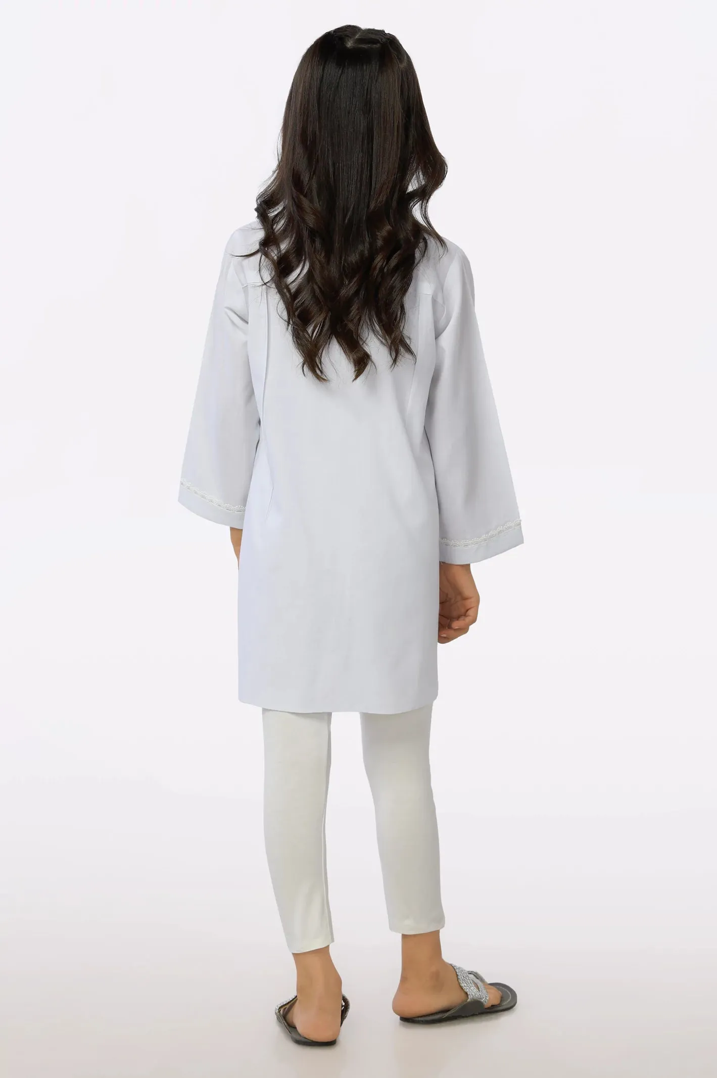 White Chambray Dyed Girls Kurti