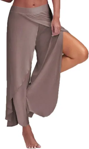 Wide Leg Pants for Women 2023 Summer Fashion High Waist Long Slit Flowy Flare Yoga Pant Plus Size Trousers
