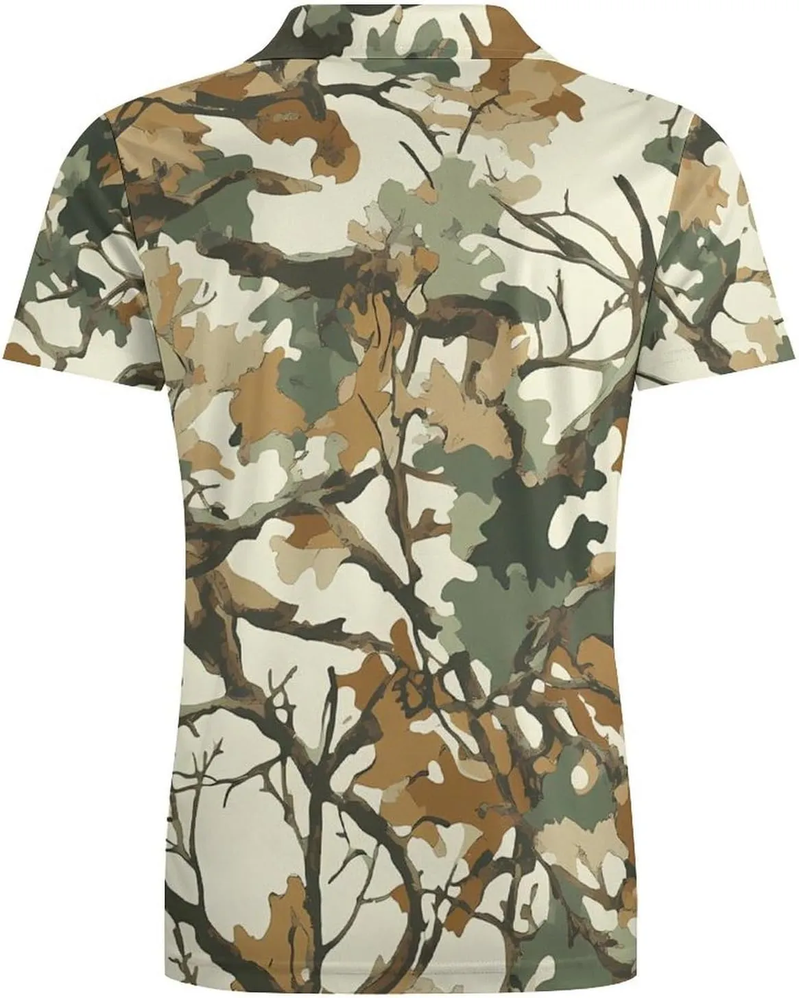 Winter Tree Camouflage Men's Polo Shirt Short Sleeve Casual Athletic Quick Dry Golf T-Shirts