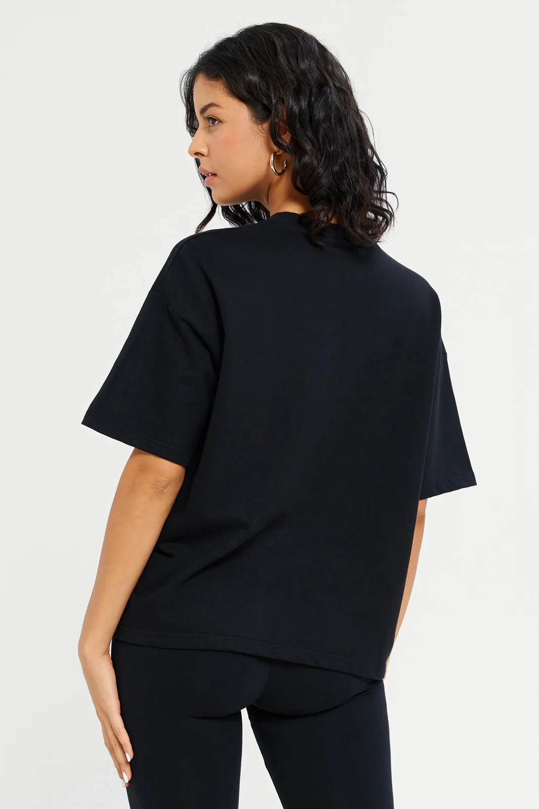 Woman Black Printed Active Top