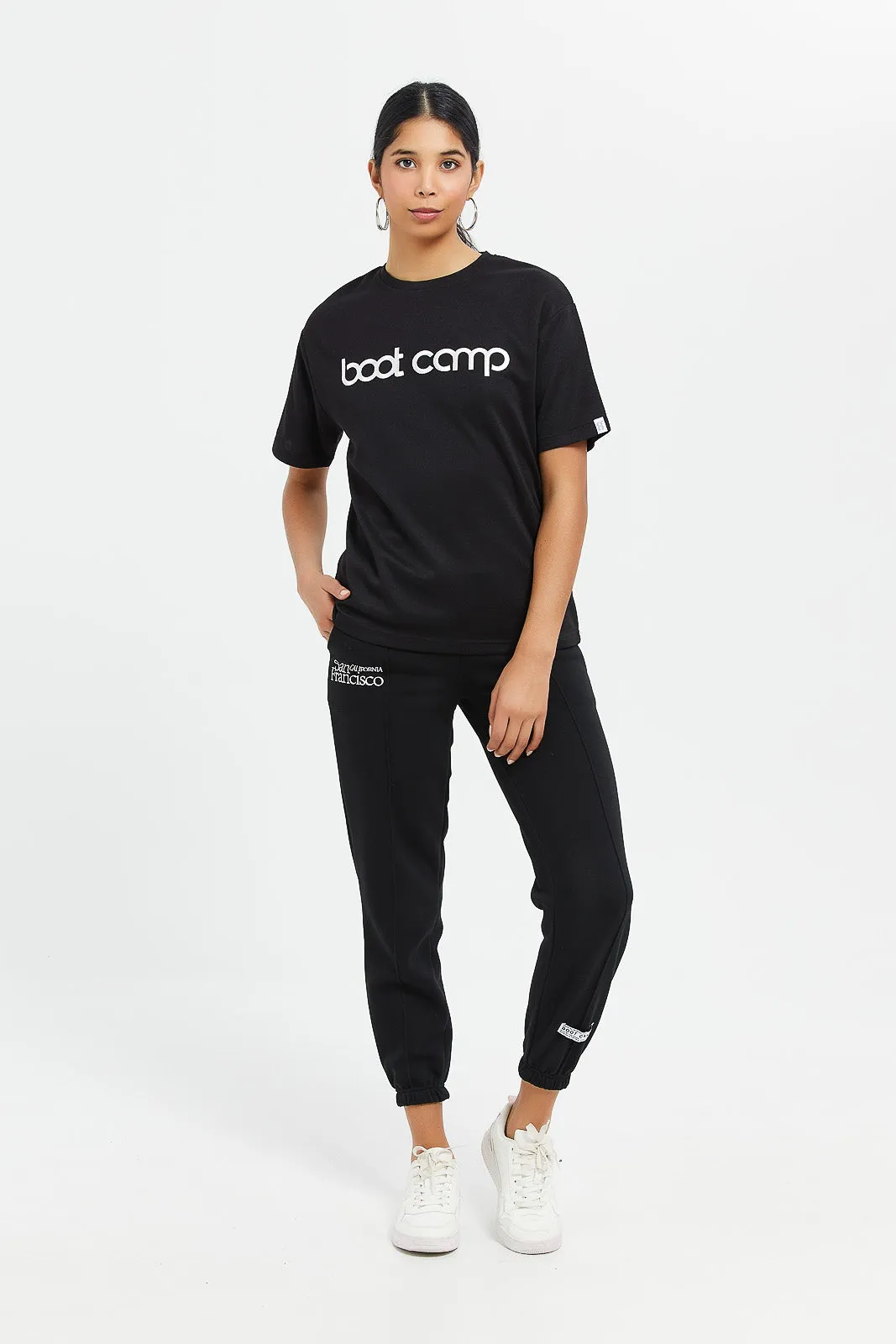 Women Black Printed Oversized T-Shirt