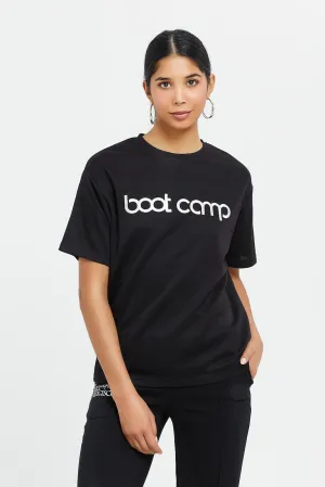Women Black Printed Oversized T-Shirt
