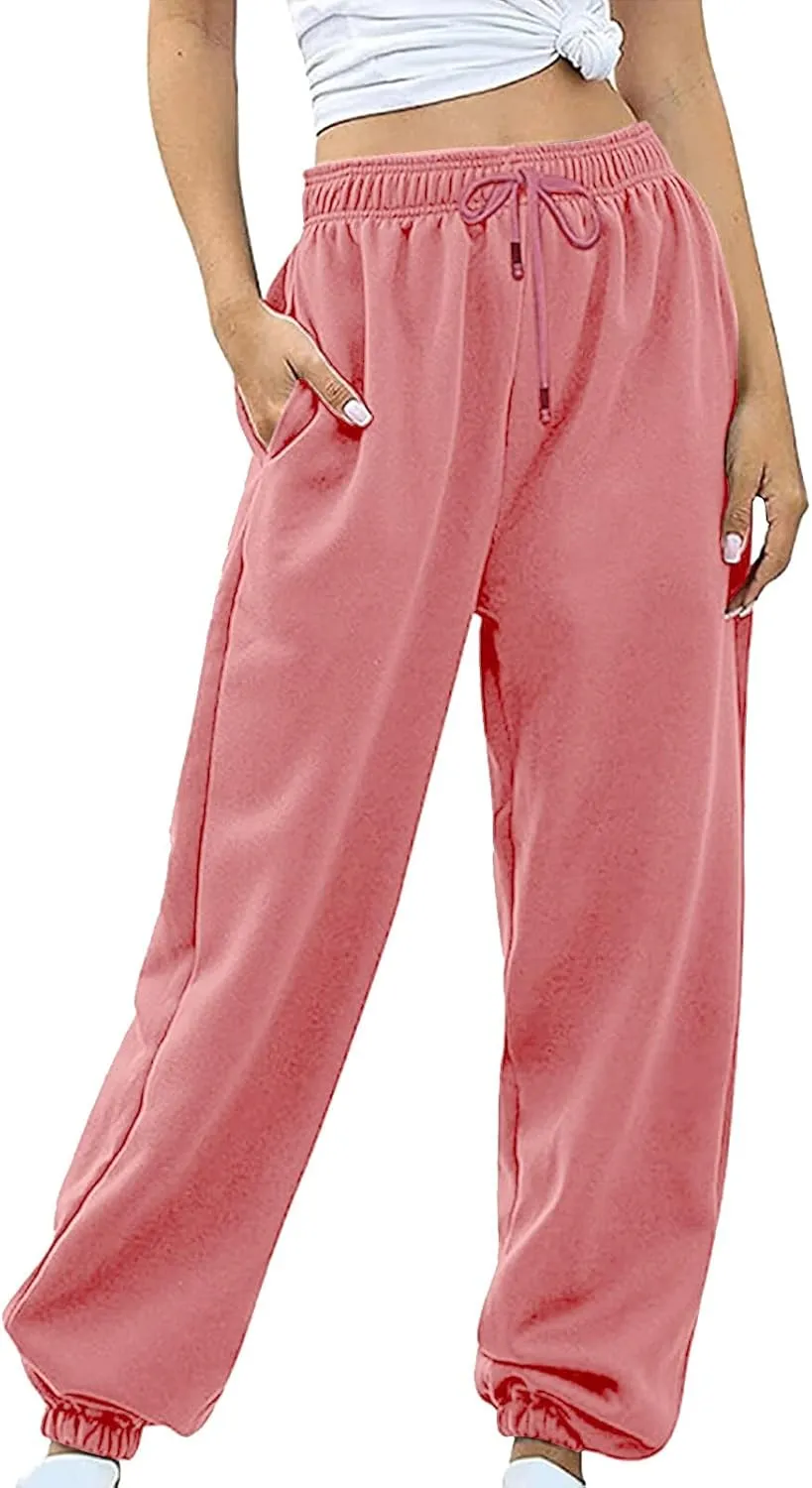 Women Cotton Linen Summer Letter Patched Palazzo Lounge Pants Elastic Waist Straight Loose Fit Palazzo Lounge