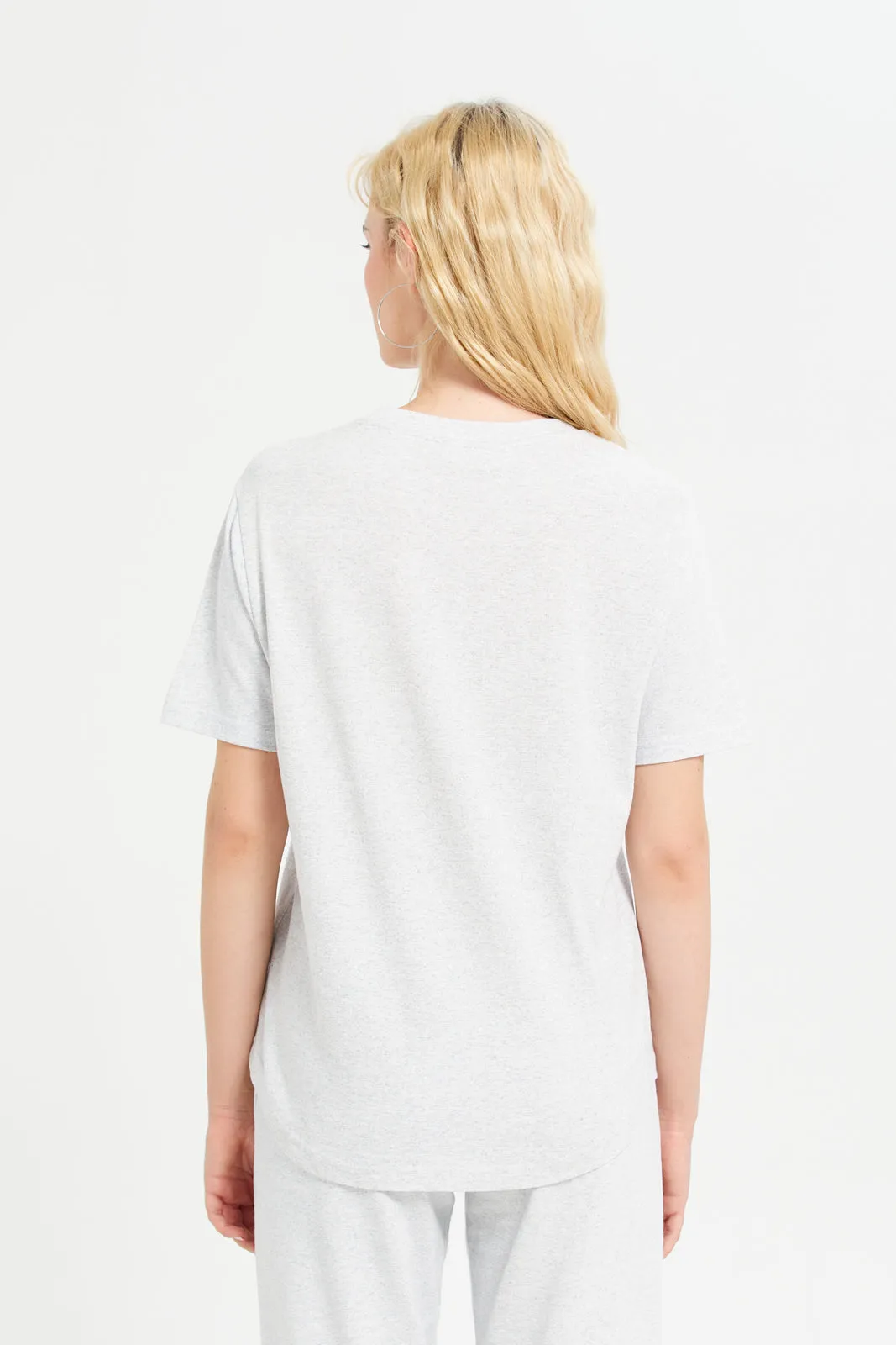 Women Grey Printed Active T-Shirt