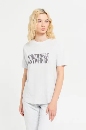 Women Grey Printed Active T-Shirt