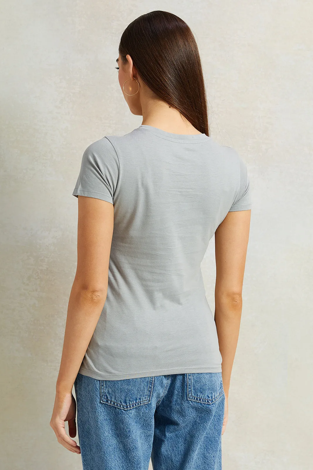 Women Grey Studio Foil T-Shirt
