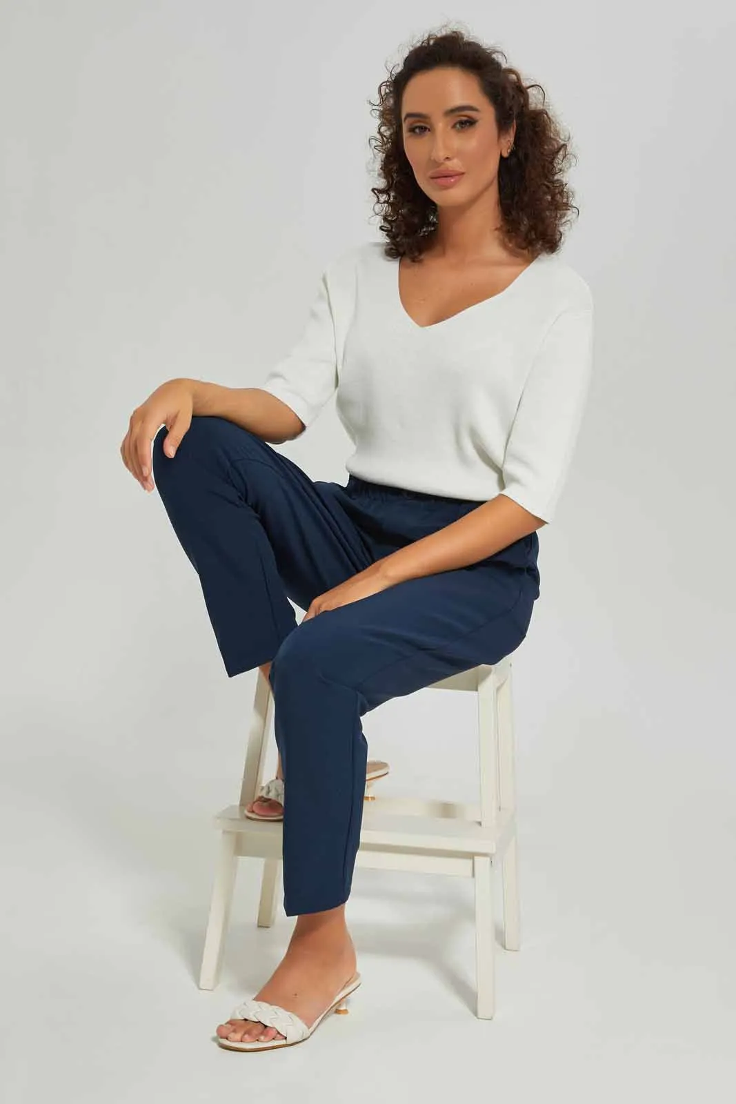 Women Ivory Plain T-Shirt
