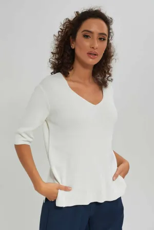 Women Ivory Plain T-Shirt