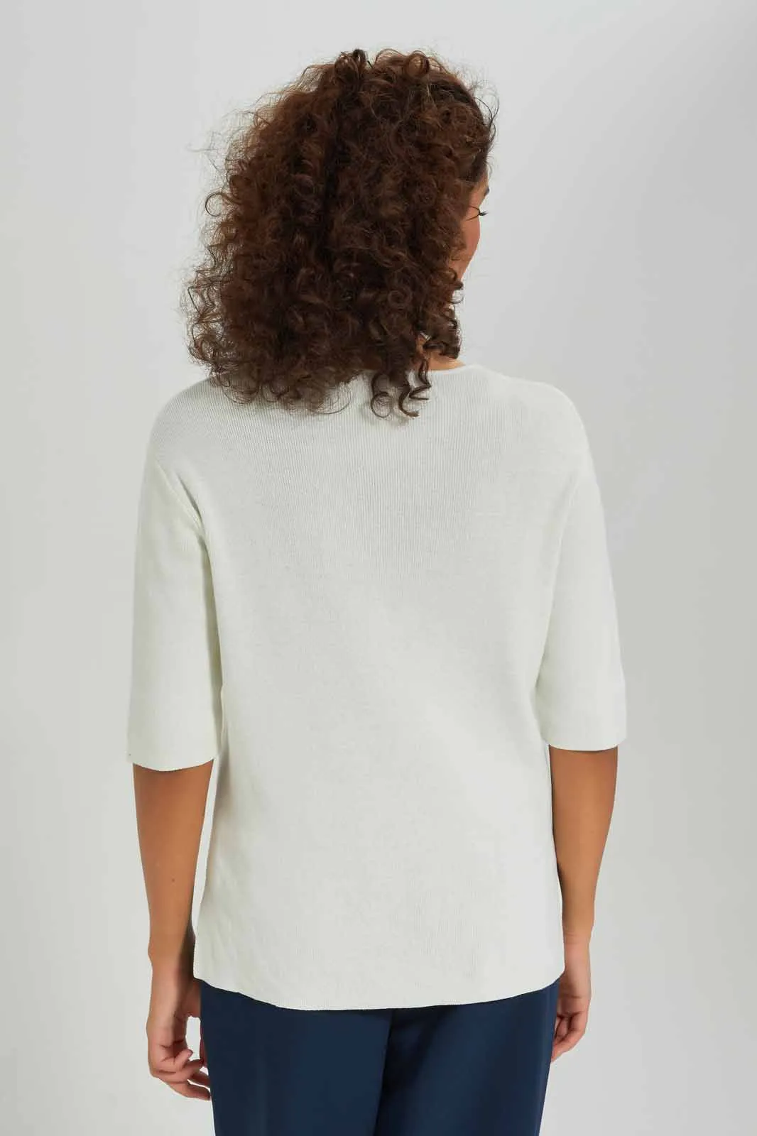 Women Ivory Plain T-Shirt
