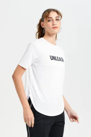 Women Ivory Printed Active T-Shirt