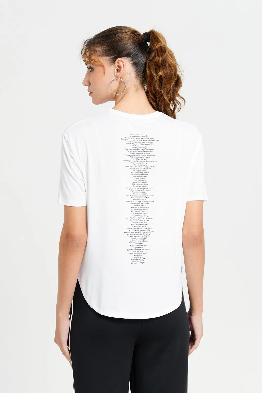 Women Ivory Printed Active T-Shirt