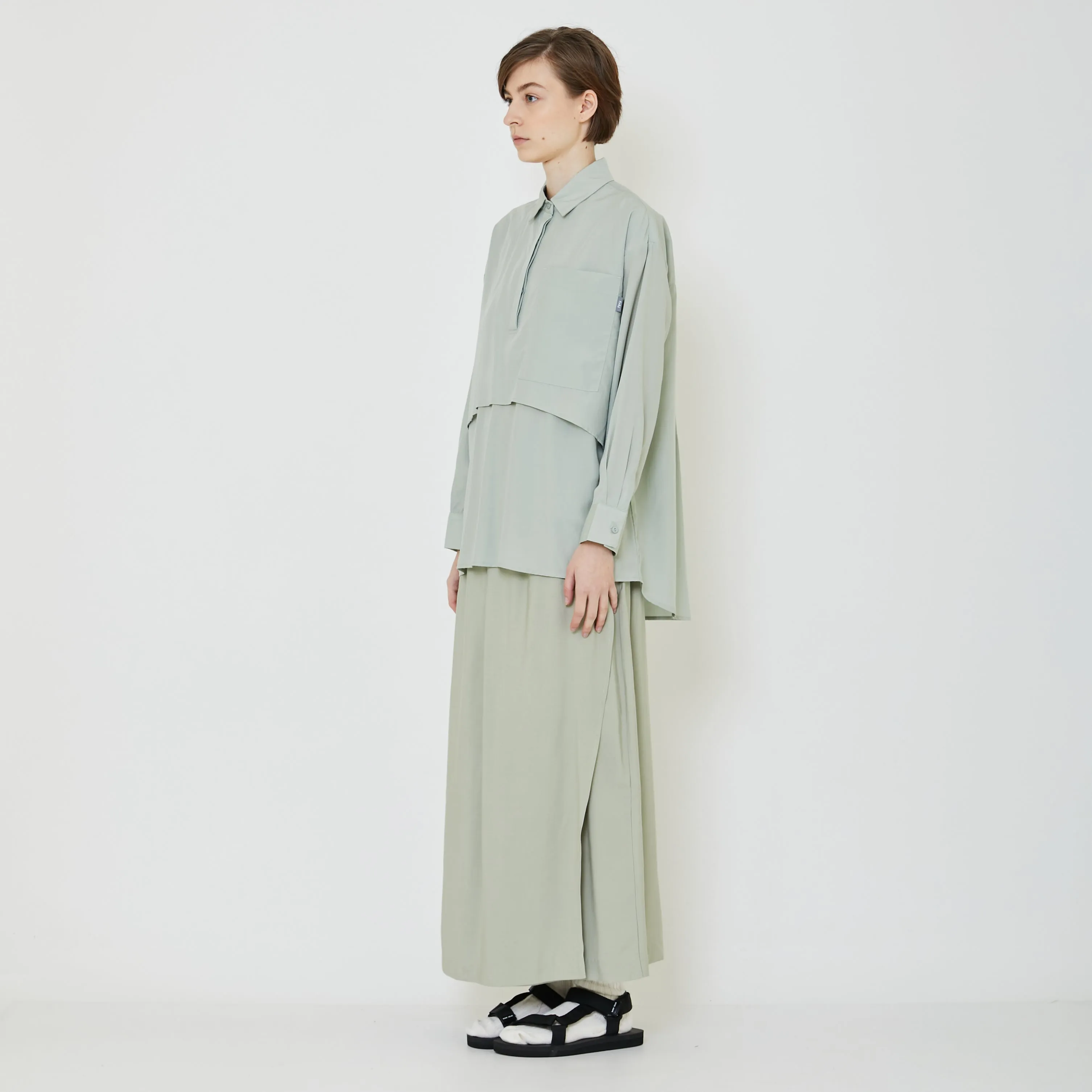 Women Layered Blouse - Light Green - SW2403054A