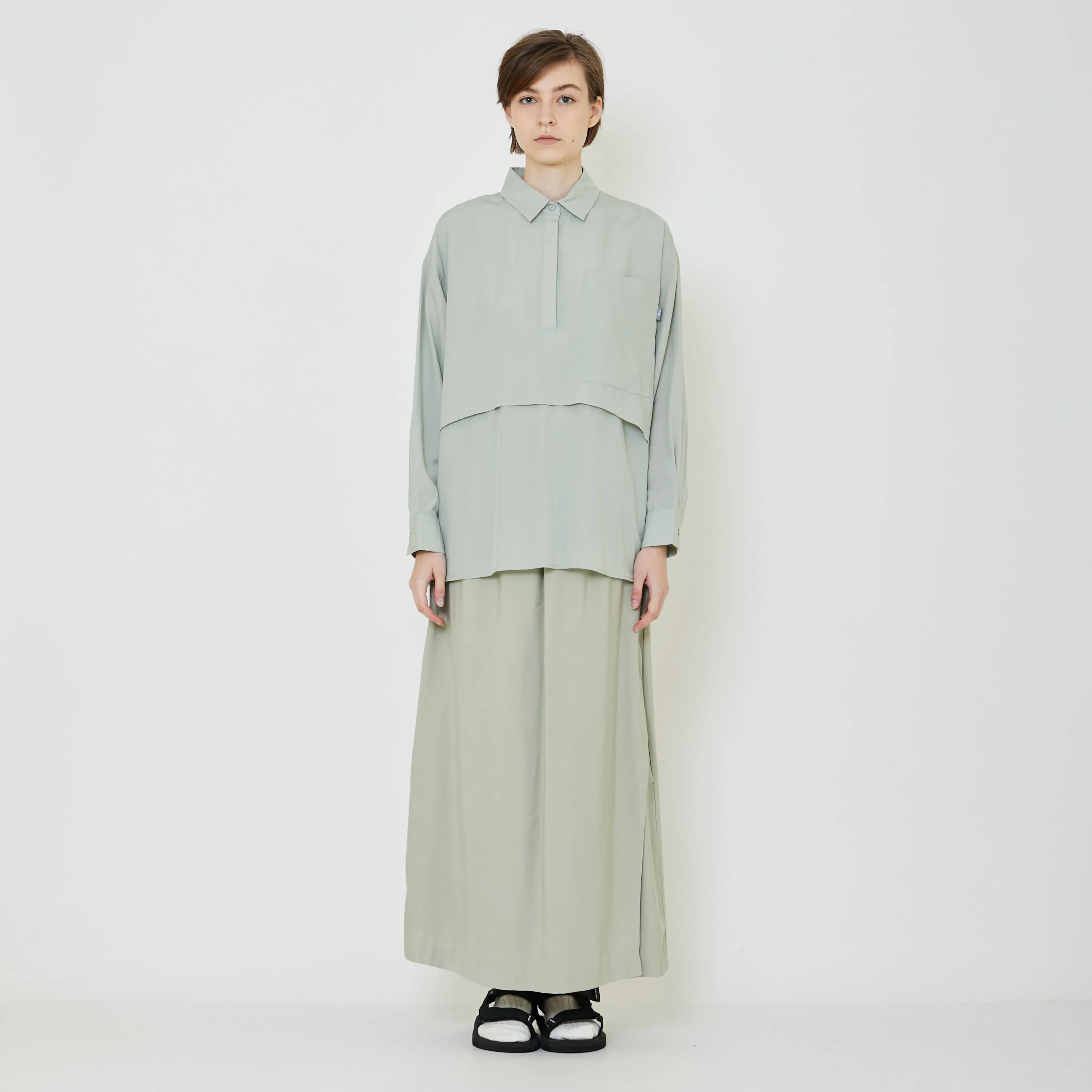 Women Layered Blouse - Light Green - SW2403054A