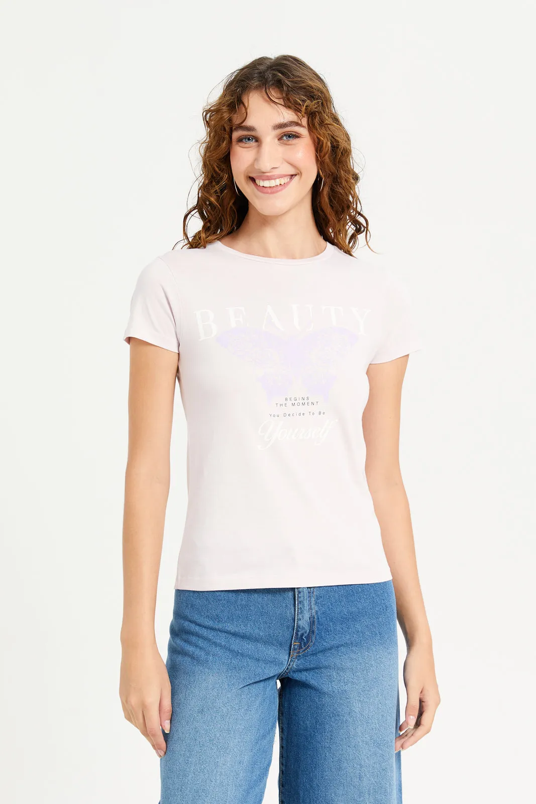 Women Lilac Graphic T-Shirt