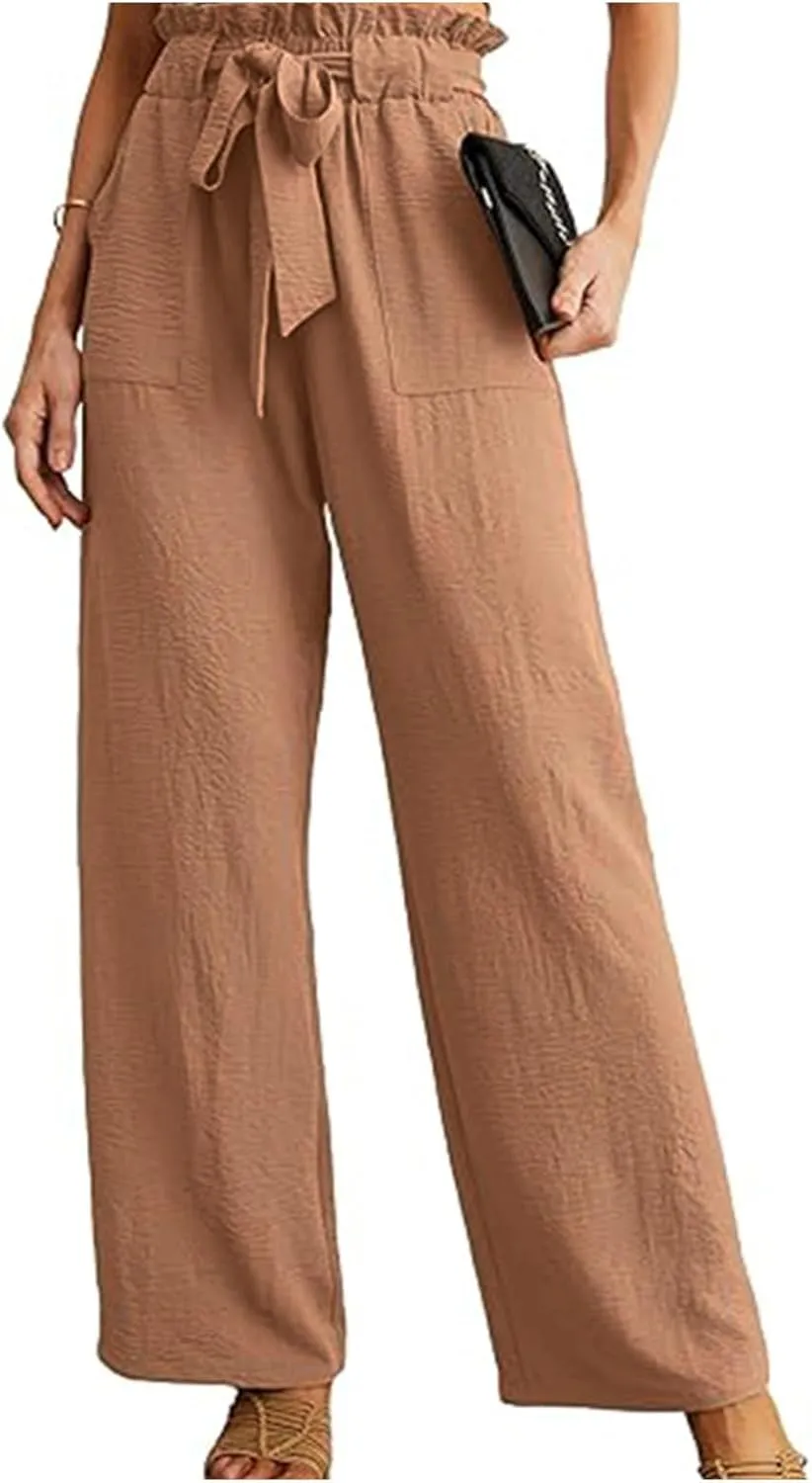 Women Linen Summer Letter Patched Pants Low Waist Long Lounge Slim Fit Pants Travel