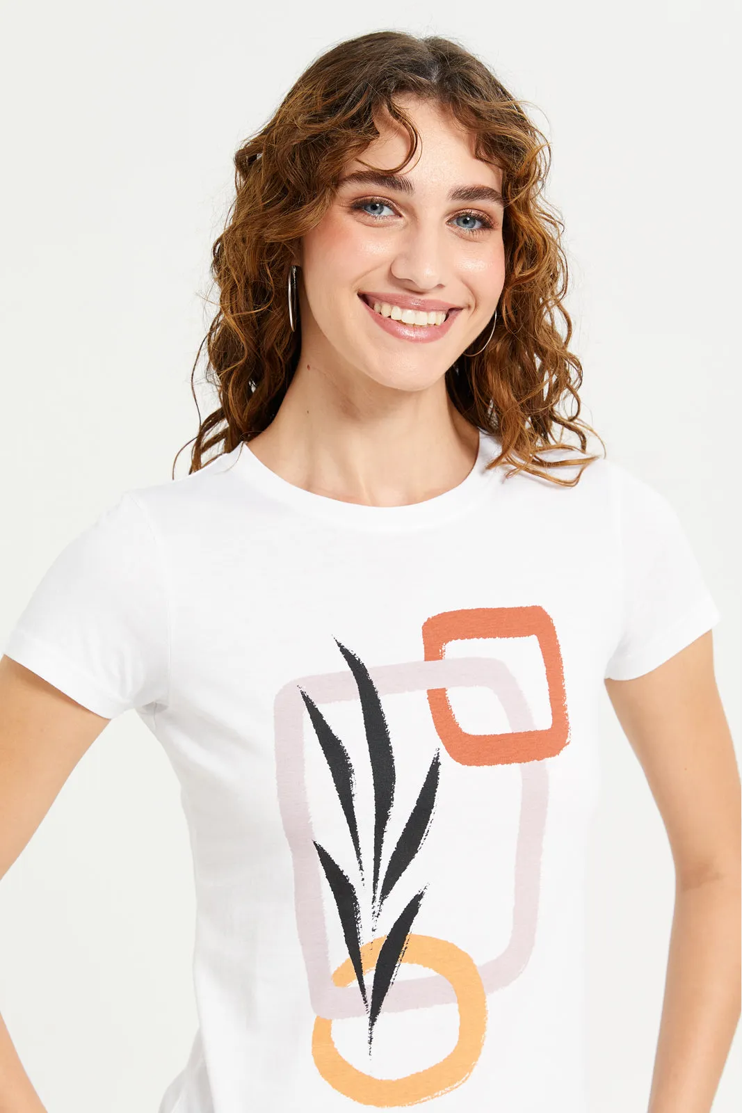 Women White Graphic T-Shirt
