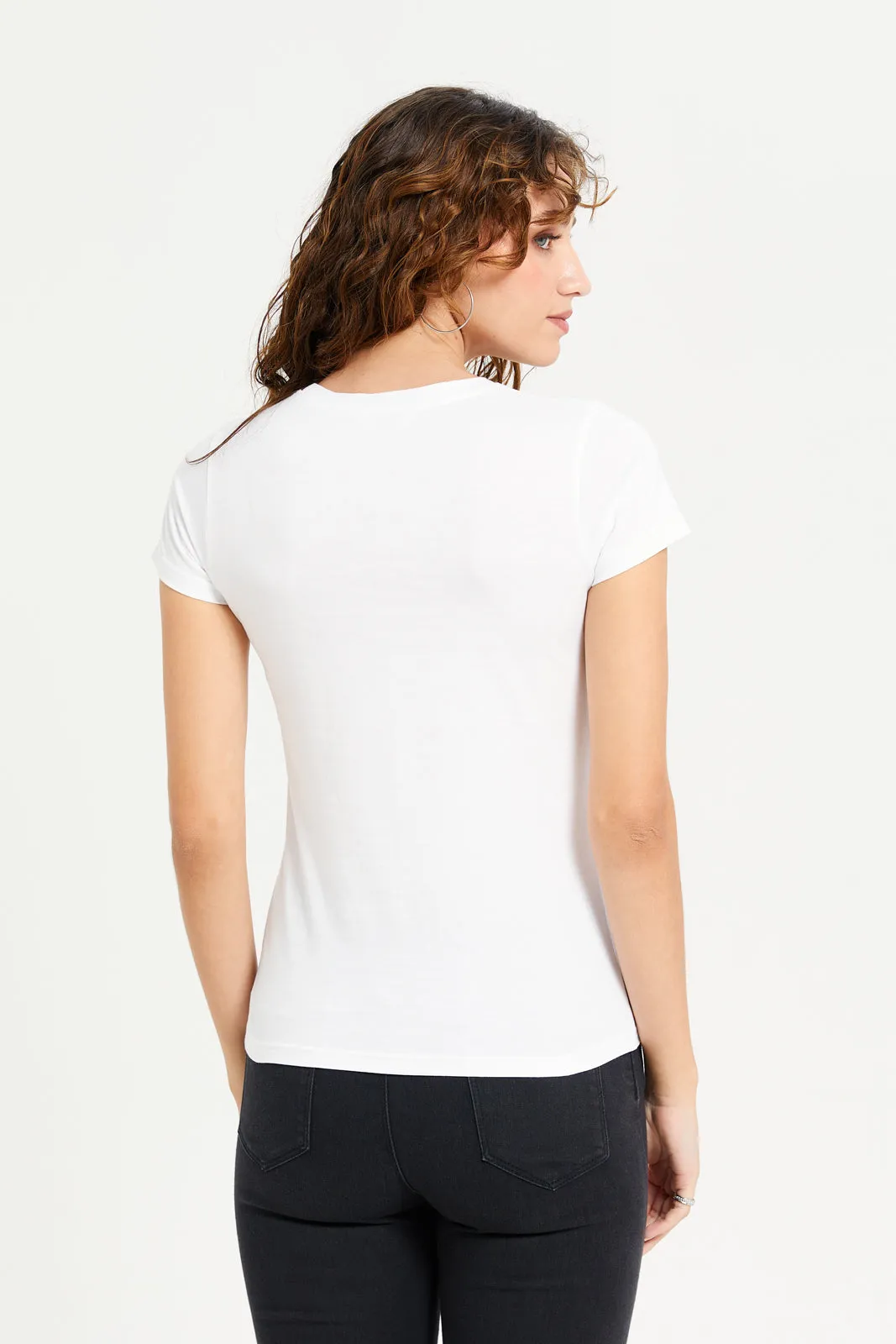 Women White Graphic T-Shirt