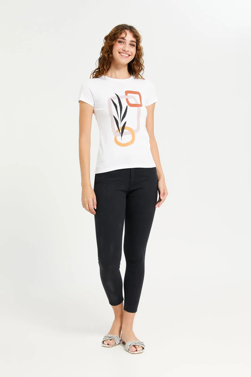 Women White Graphic T-Shirt