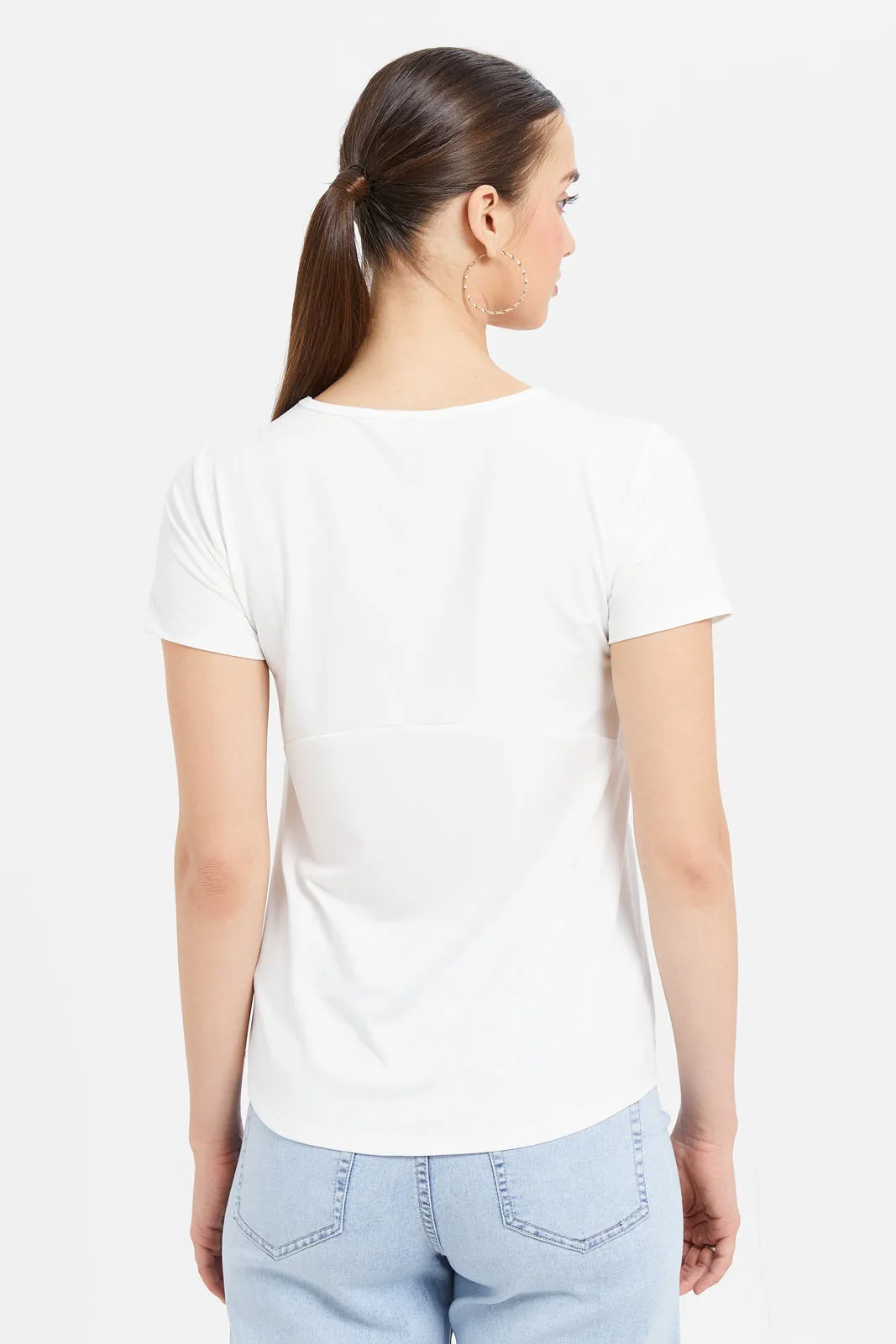 Women White Oversize Printed T-Shirt