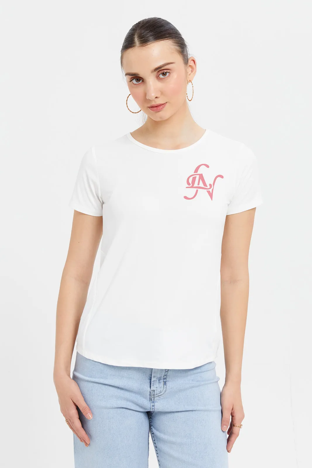 Women White Oversize Printed T-Shirt