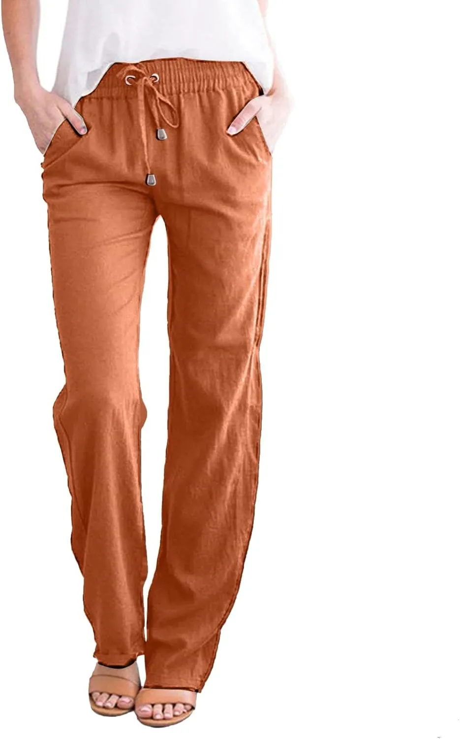 Women Work Linen Cotton Pants Office Business Plus Size Loose Trendy Trouser Outdoor Hiking Jogging Casual Sweatpants