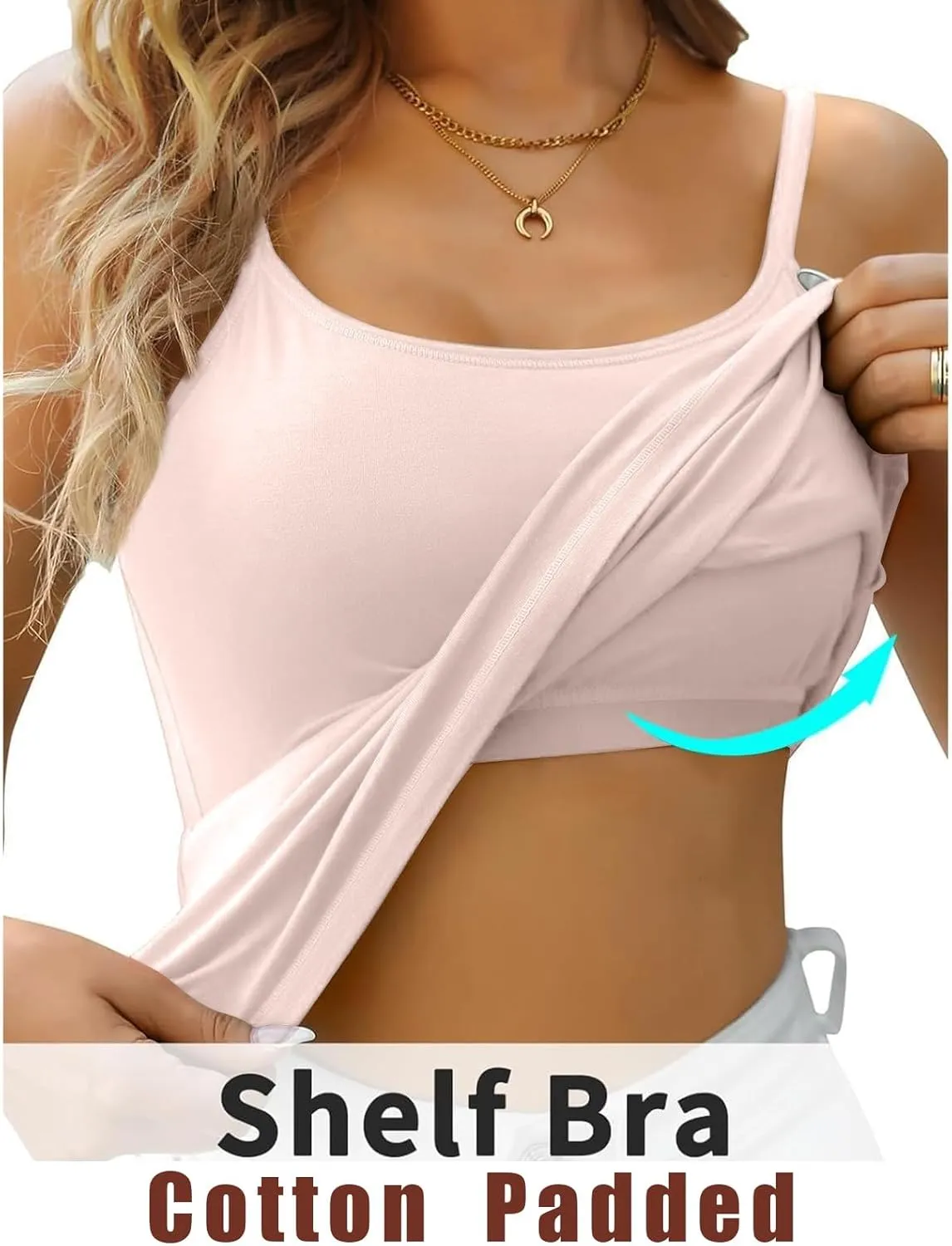 Women's Bra Camisole Tops Adjustable Spaghetti Strap Cami Tank Yoga Sports T-Shirts Athletic Outside with Chest Pad