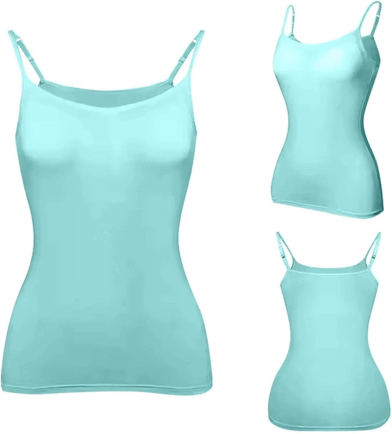 Women's Bra Camisole Tops Adjustable Spaghetti Strap Cami Tank Yoga Sports T-Shirts Athletic Outside with Chest Pad