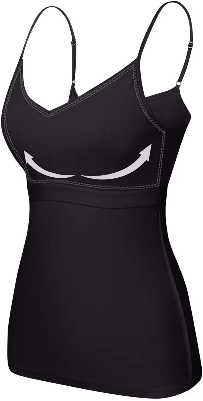 Women's Bra Camisole Tops Adjustable Spaghetti Strap Cami Tank Yoga Sports T-Shirts Athletic Outside with Chest Pad