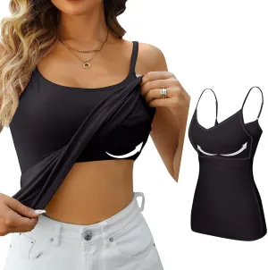Women's Bra Camisole Tops Adjustable Spaghetti Strap Cami Tank Yoga Sports T-Shirts Athletic Outside with Chest Pad