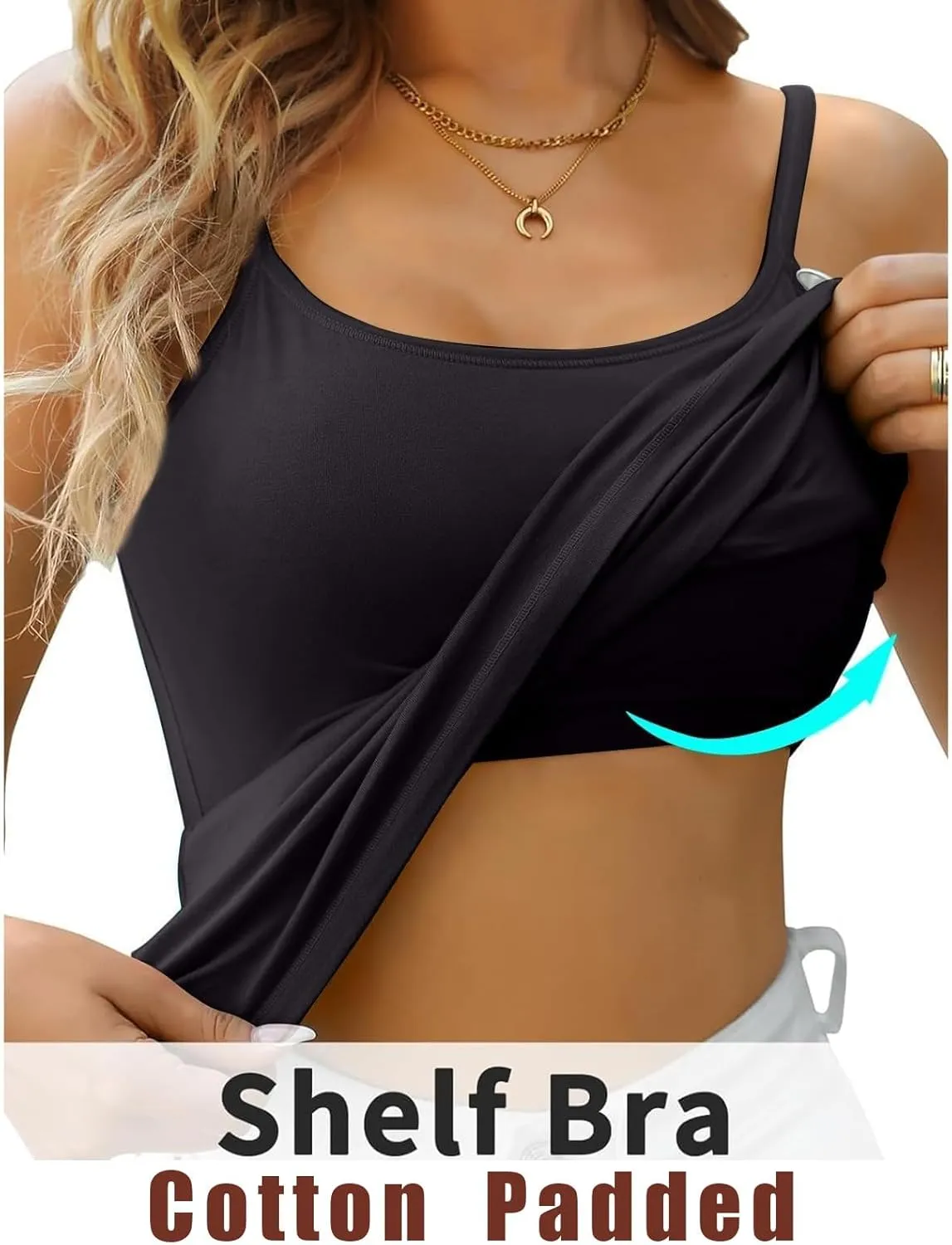 Women's Bra Camisole Tops Adjustable Spaghetti Strap Cami Tank Yoga Sports T-Shirts Athletic Outside with Chest Pad