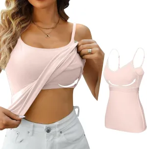 Women's Bra Camisole Tops Adjustable Spaghetti Strap Cami Tank Yoga Sports T-Shirts Athletic Outside with Chest Pad